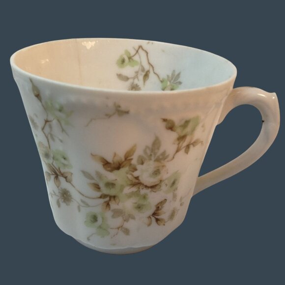 Antique Bassett Floral Porcelain Teacup Demitasse Limoges Austria Small 3 oz - Picture 1 of 9